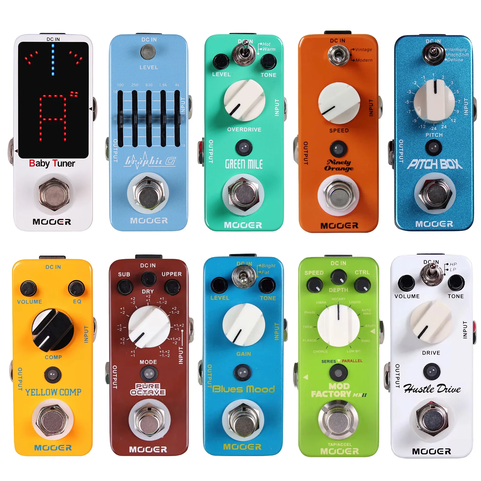 MOOER Guitar Effects Pedal Mds2, MME2, MBD2, MOC1, MCS2, MPS1, MPH1, MOD1, MEQ1, MTU1 True Bypass for Electric Guitar Bass