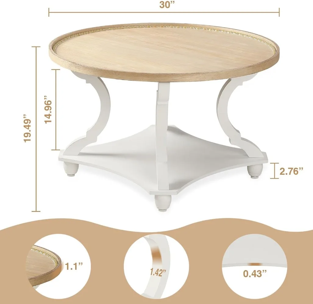 Coffee Table with Wood Tray Top for Living Room, Storage Shelf, Easy To Assemble and Clean, High Quality and Stable, Tea Table