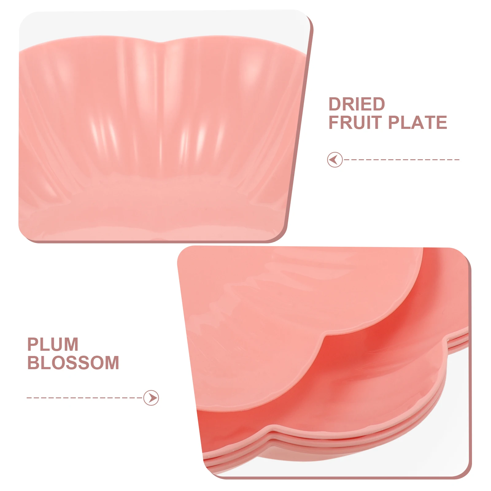 

4 Pcs Shaped Fruit Tray Snack Plate Dried Food Storage Tray Dish Storage Kitchen Home Party Red Color Plastic