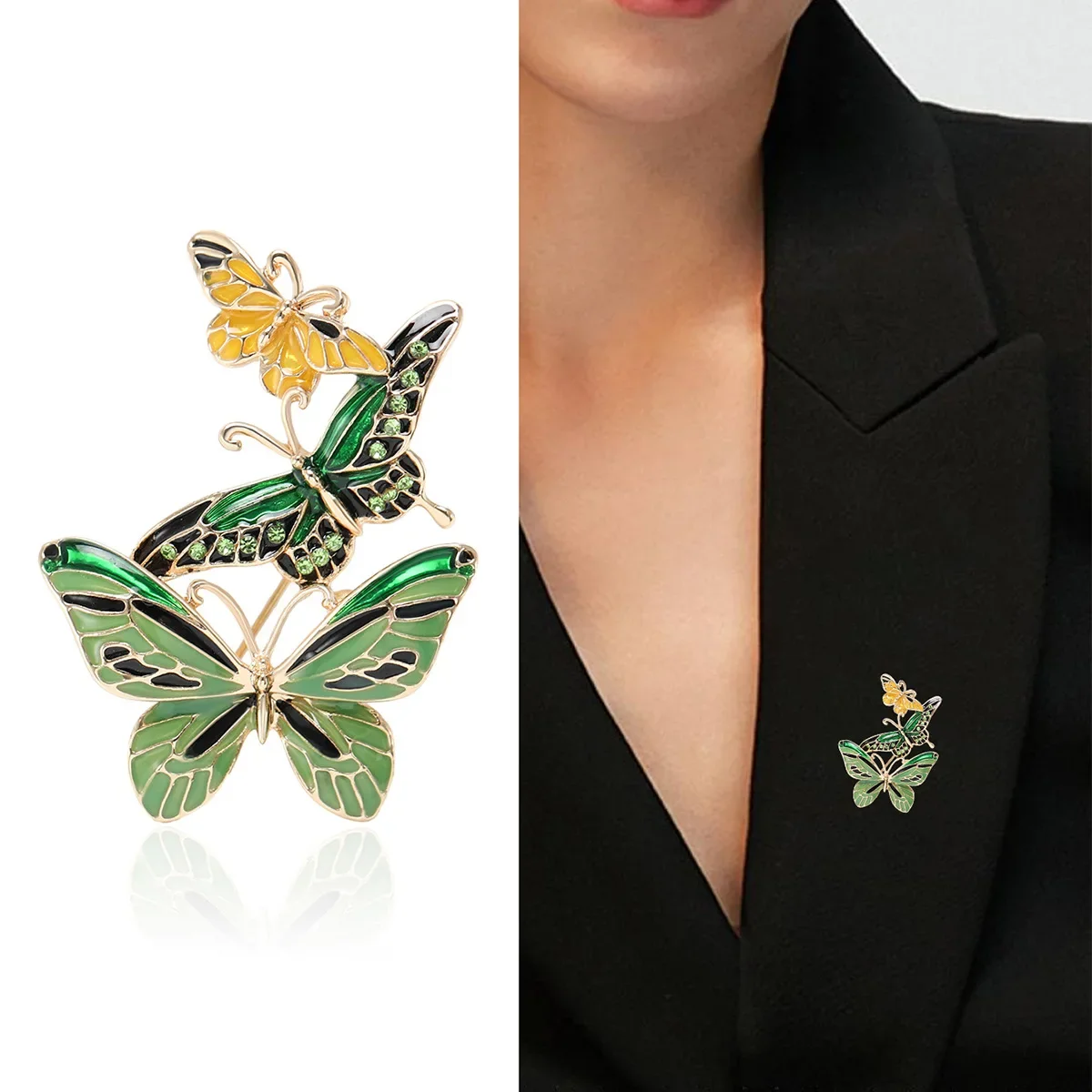 Dmari Luxury Brooch Enamel Pin Three Butterfly Badge Women Party Meeting Accessories Jewelry For Clothing