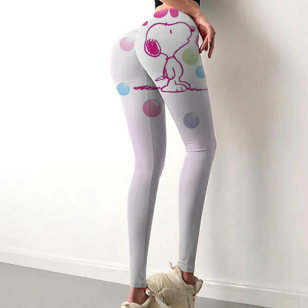 Pantaloni da yoga fitness elastici a vita alta con stampa Snoopy da donna di vendita calda primaverile ed estiva
