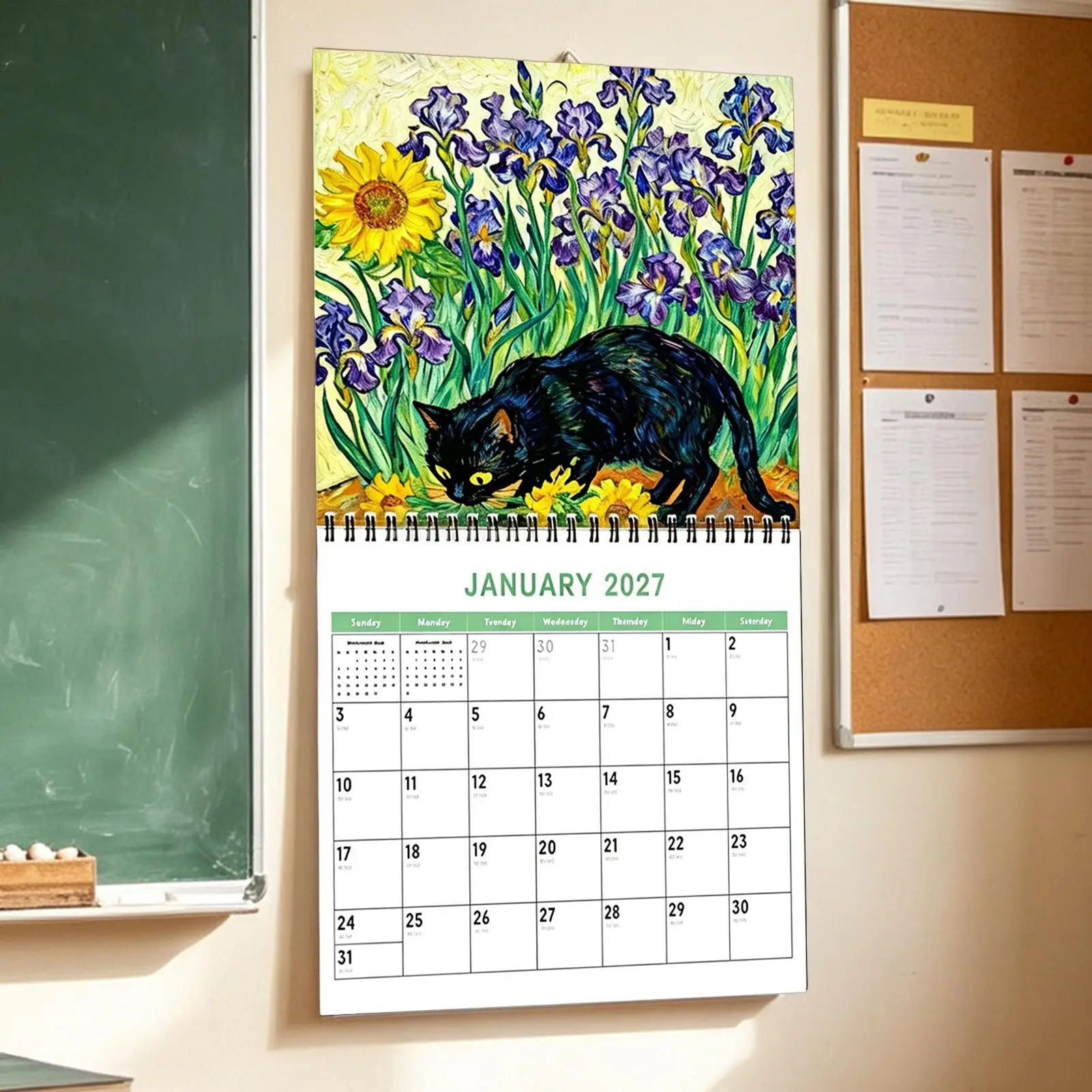 2027 Impressionist Cat Wall Calendar Funny Cute Cat Art Monthly Planner Calendars January To December Schedule Organizer Decor