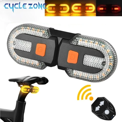Luz trasera de señal de giro de bicicleta remota inalámbrica, lámpara LED inalámbrica recargable, luz trasera de advertencia de bicicleta MTB para seguridad de conducción nocturna