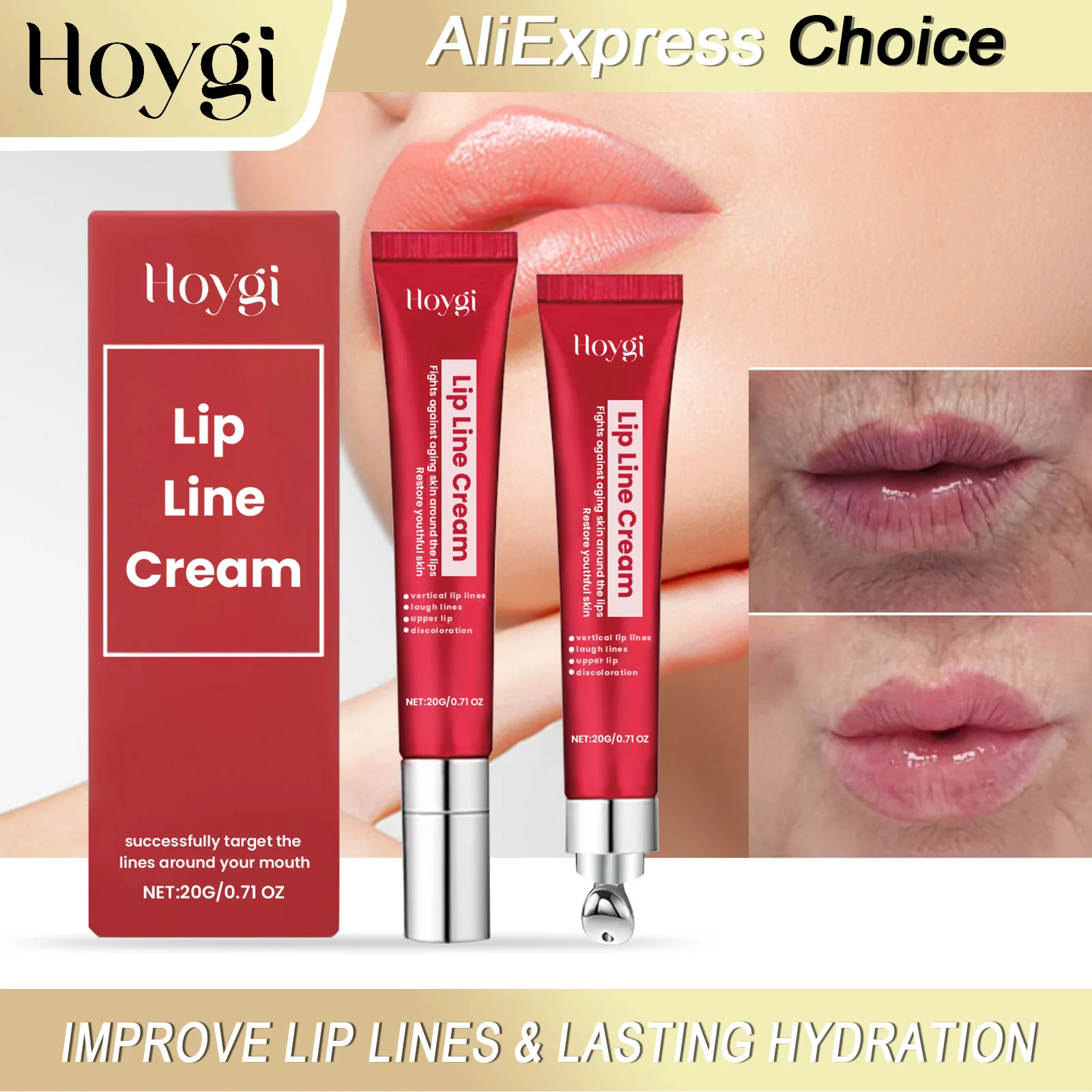 HOYGI Lip Line Cream Balm Long-lasting Hydration Prevent Cracking Reduce Lips Lines Smoothing Collagen Nourishing Repair Care
