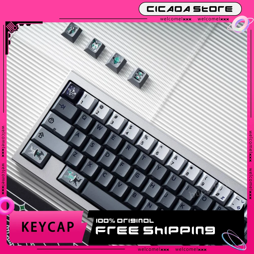 

Secret Silver Themed Keycaps Mechanical Keyboard Keycaps 176keys With Luminous Laser Pbt For Wooting Customized Keycaps Gifts