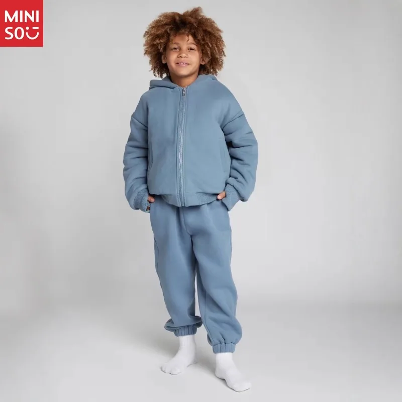

Miniso Children's Clothing Kids Sportswear Set 2-Piece, Zip Hoodie & Pants Outfit, Children's Winter Tracksuit
