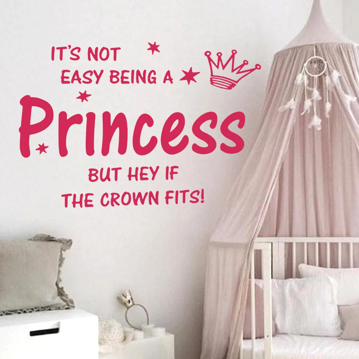 30*90cm Pink English Princess Princess Crown Wall Sticker Girl Bedroom Background Decorative Wall Sticker Wallpapers  Ms573