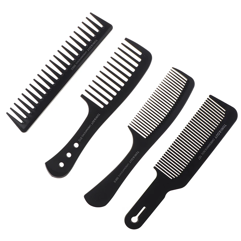 Portable Black Wide Tooth Comb Black Plastic Heat-resistant Barber Comb For Hair Styling Tool