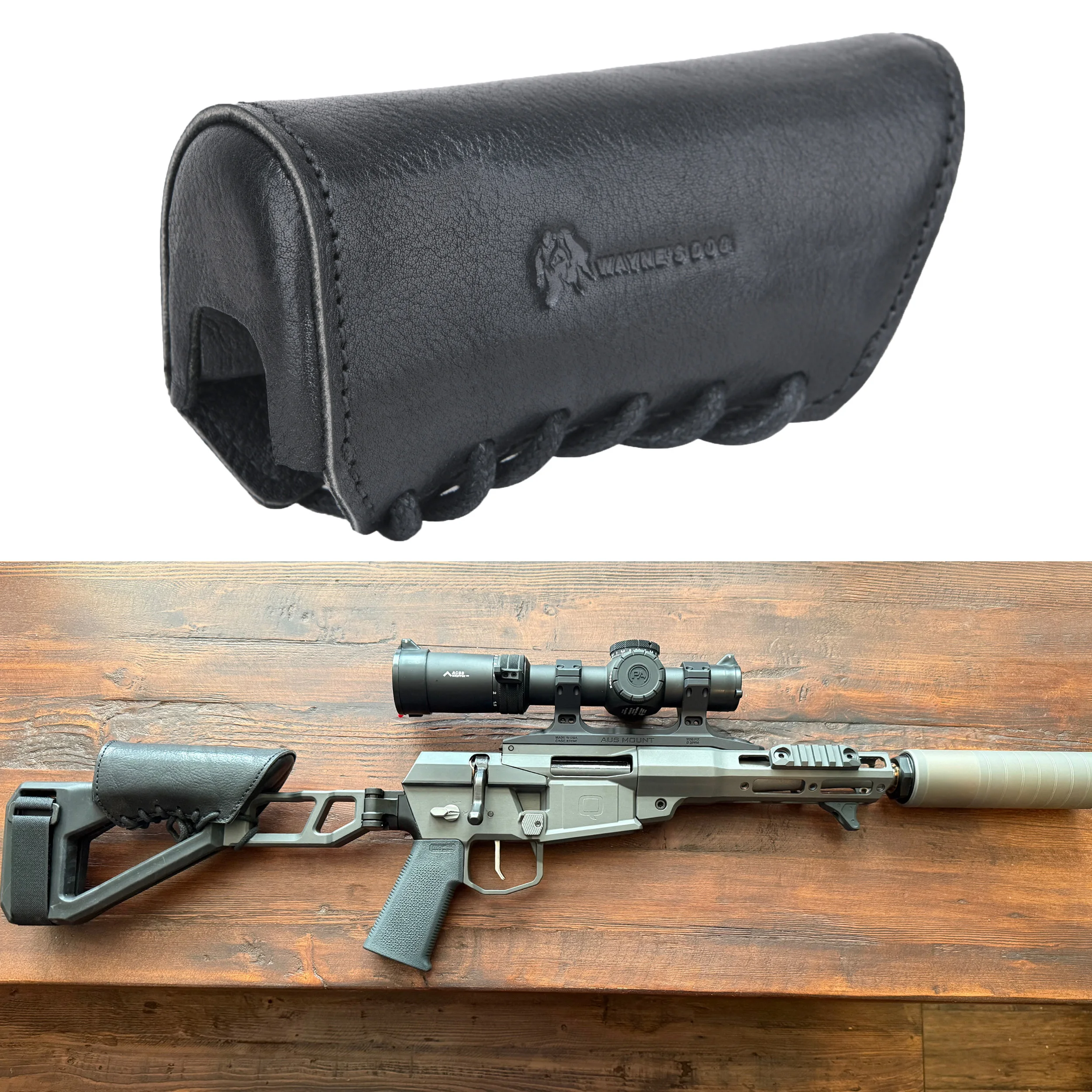 

New Black Leather Q Pistol Brace Cheek Riser Buttstock Cover Holsters Provides A 1 1/8" Higher Cheek Weld