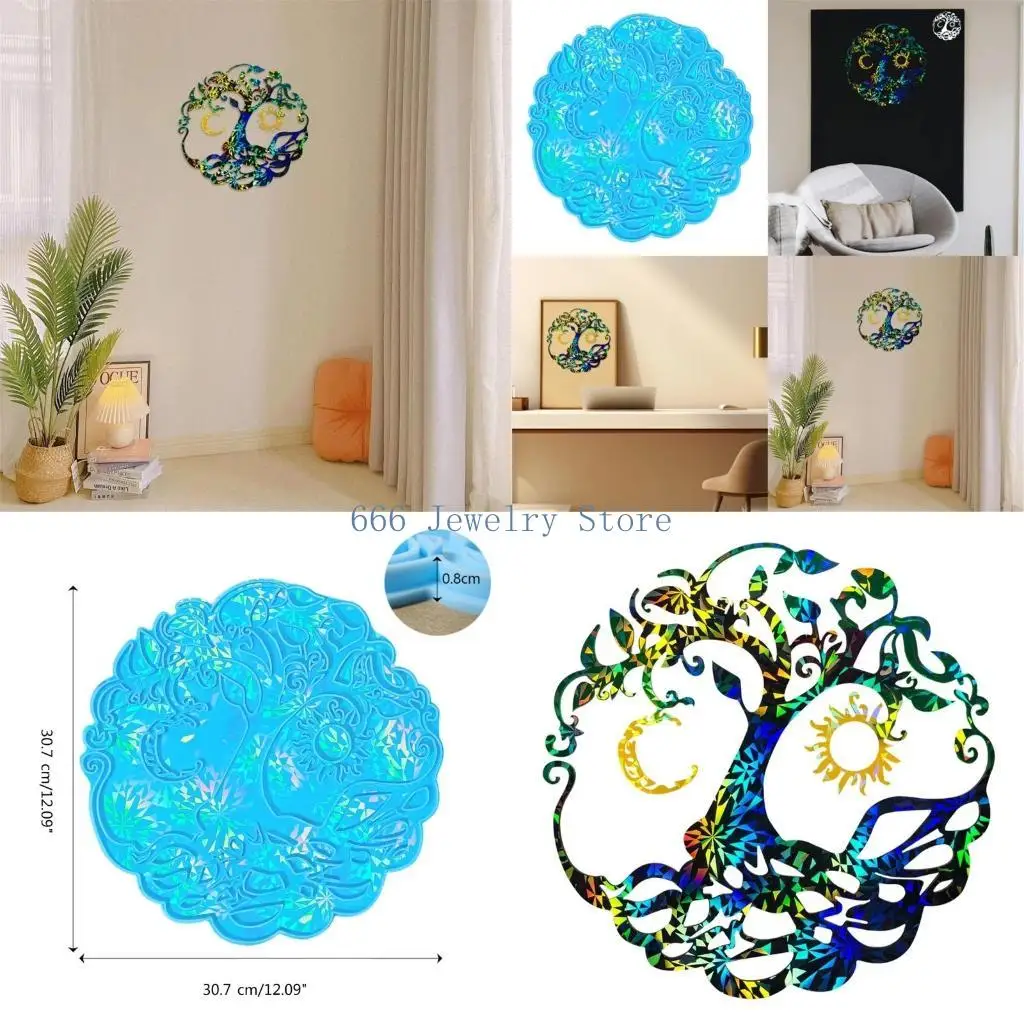 

F2TD Durable Silicone Mold Life Tree Figurine Mould Round Epoxy Resin Moulds Holographics Jewelry Tool for DIY Enthusiasts