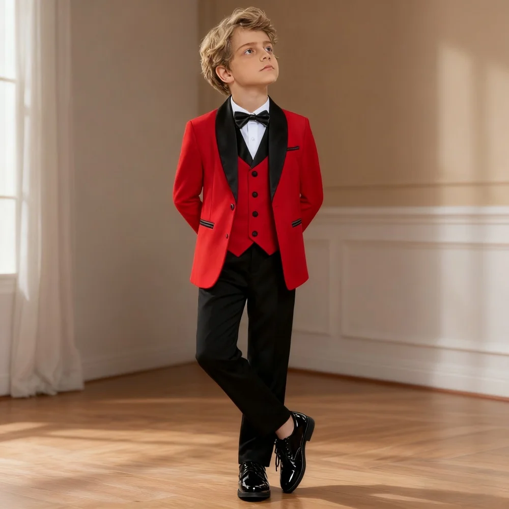 

Hot Selling Classic Boys Suit Set 4PCS Formal Party Clothes Graduation Ceremony Performance Clothing Classic Solid Suit Set