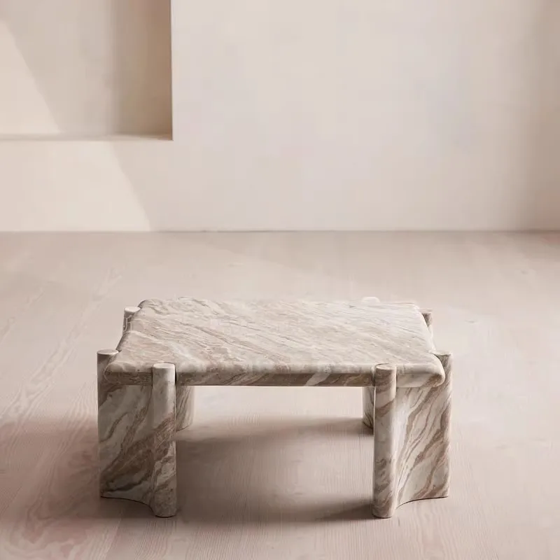 

Минималистичный журнальный столик из натурального мрамора для небольшой квартиры, высококачественный, необычной формы, популярный среди интернет-знаменитостей.