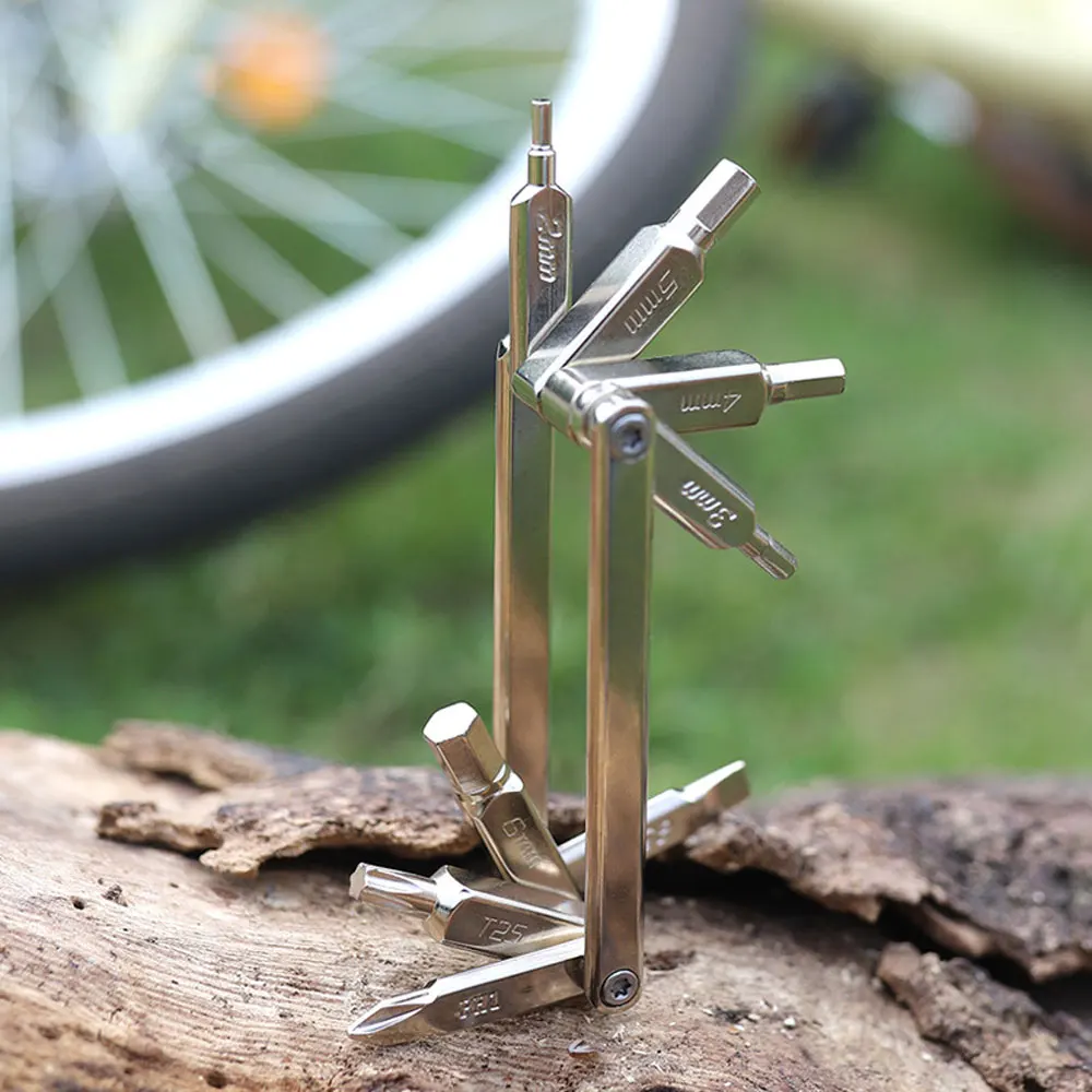 EDC Multifunctional Bicycle Portable Repair Tool Screw Bit Set Folding Combo Tool Outdoor Emergency Bike Repair Screwdriver NA73