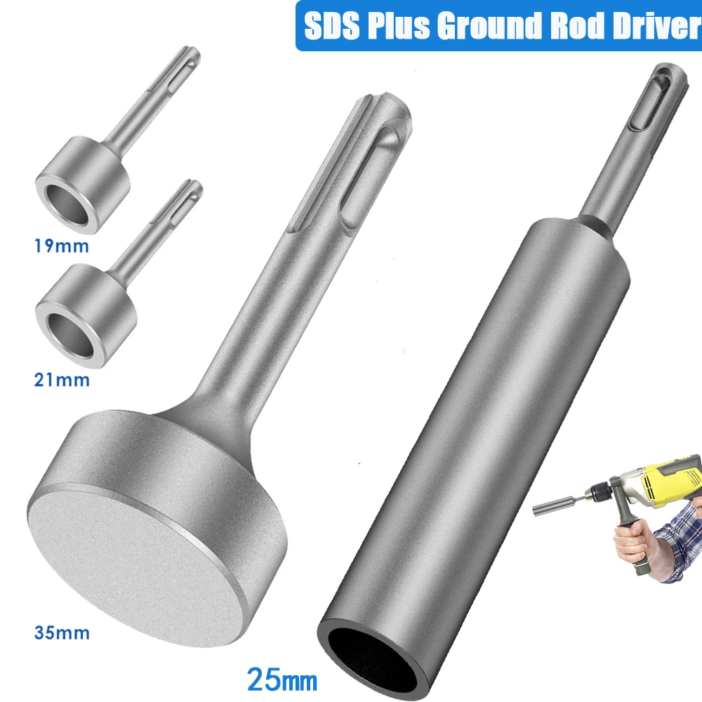 

SDS Plus Ground Rod Driver Durable Hardened Steel SDS Plus Drill Earth Stake Grounding Rod for All SDS Plus Rotary Hammer Drill