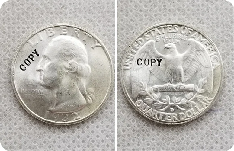 الولايات المتحدة الأمريكية 1932-D واشنطن الربع عملة نسخة عملات معدنية تذكارية-نسخة عملات معدنية ميدالية عملات المقتنيات التحدي عملات الجيب المسيح #2