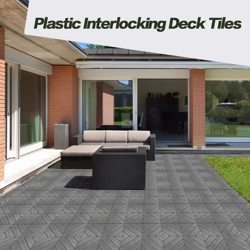 

27 PCS Waterproof Flooring Tiles For Indoor And Outdoor Patio Easy Floor Decking Tiles For Porch Poolside Balcony Backyard Dark