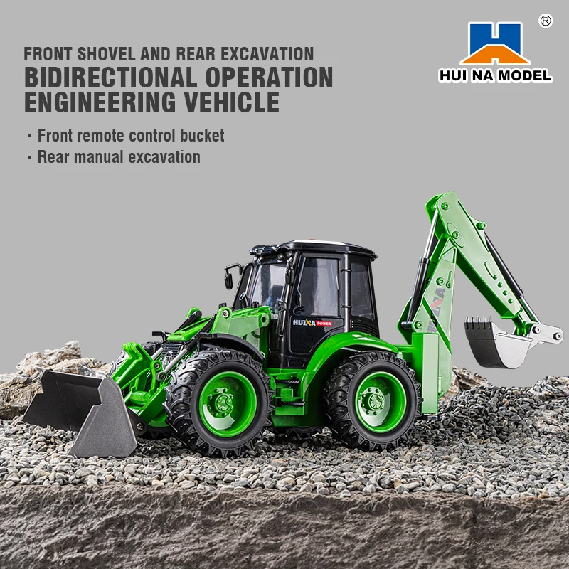 1:14 เก้าช่องรีโมทคอนโทรลExcavator Loader 2-Wayรถเสียงจําลองวิศวกรรมรถของเล่นเด็กของขวัญ