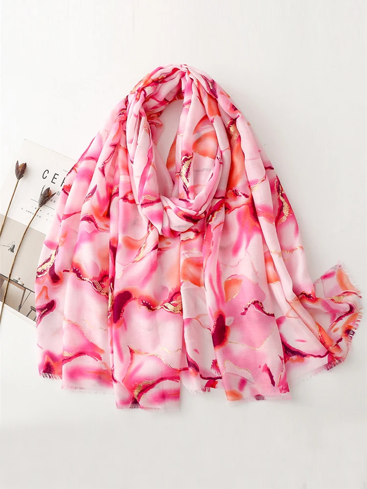 Summer Elegant Women Silk Scarf Beach Wrap Shawl Lady Sweet Boho Floral Print Femme Hijab Bandana Mujer Vacation Scarve Pareo