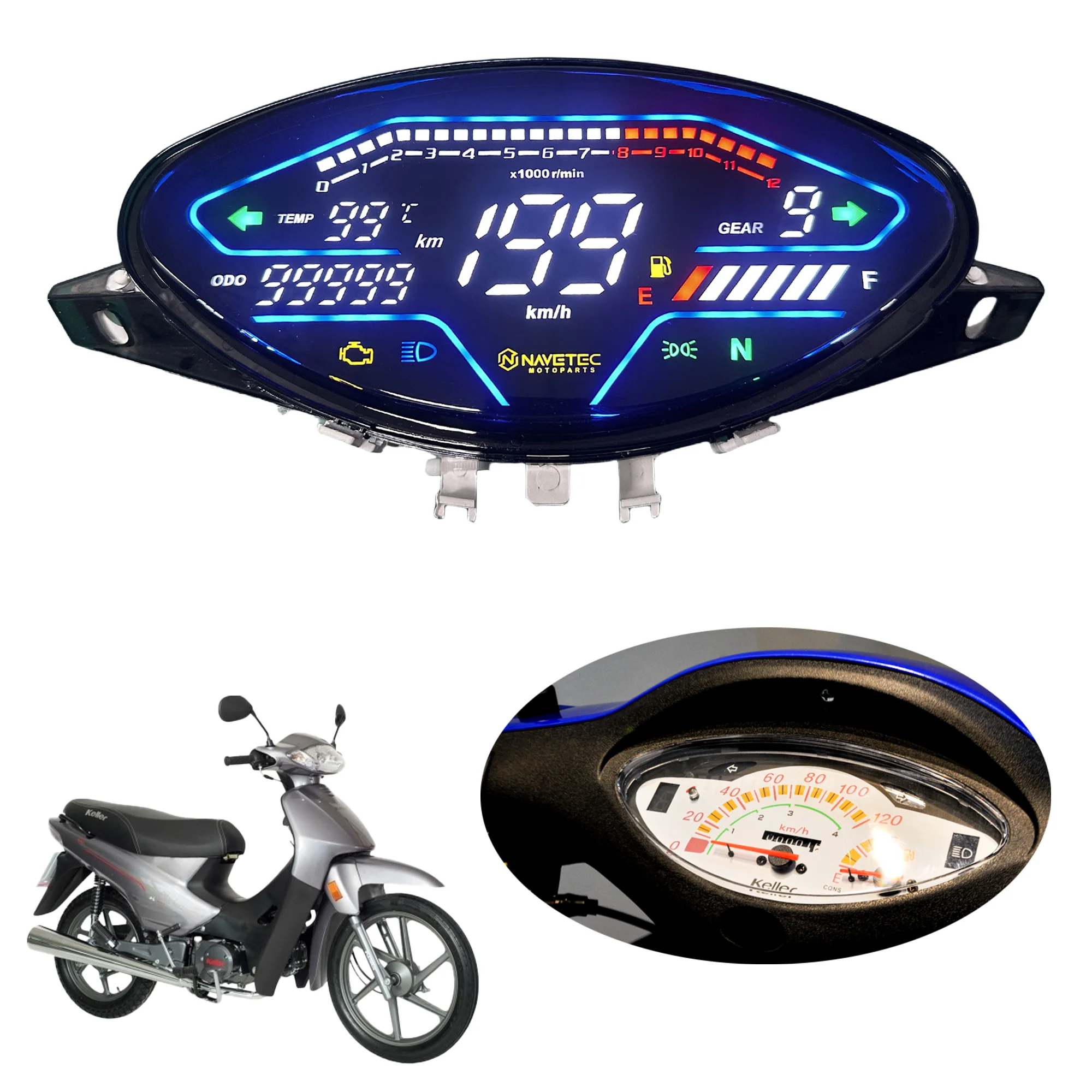 Peças de Motocicleta LED, Velocímetro Digital, Tacômetro para Honda Biz 100, Wave 125, Corven Energy 110, Gilera Smash 110