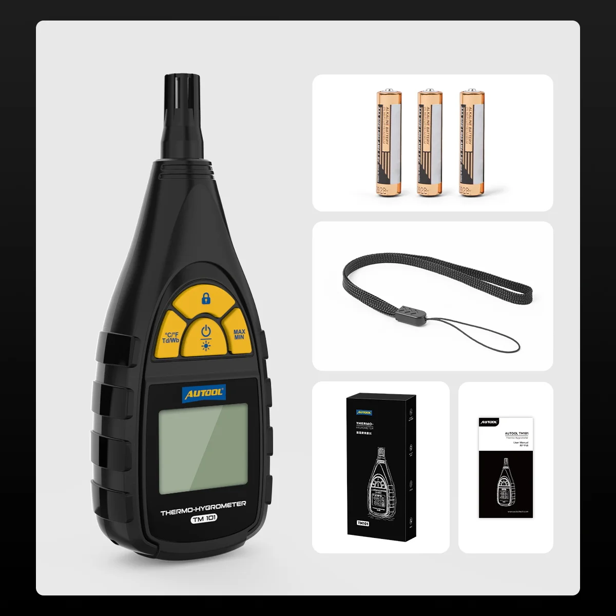 

AUTOOL TM101 Измерение температуры и влажности Термогигрометр Ферма Пластиковый навес Winery Измеритель влажности окружающей среды для лаборатории