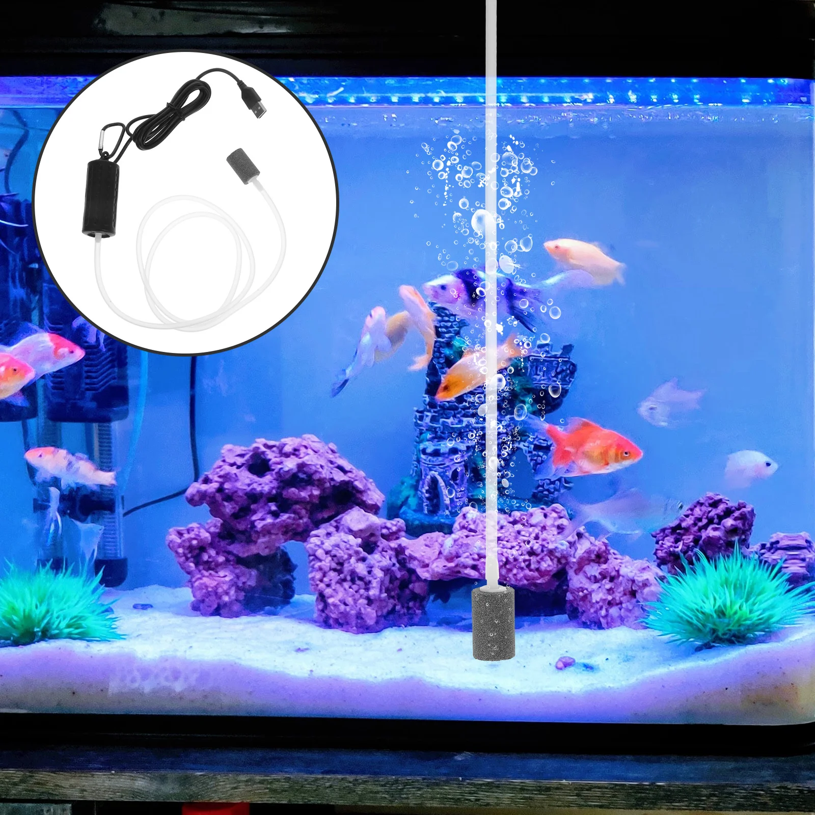 

Mini Oxygen Air Pump For Aquarium Fish Tank Usb Powered Silent Oil-Free Multi-Level Muffler Low Noise Energy Saving Aquarium Air