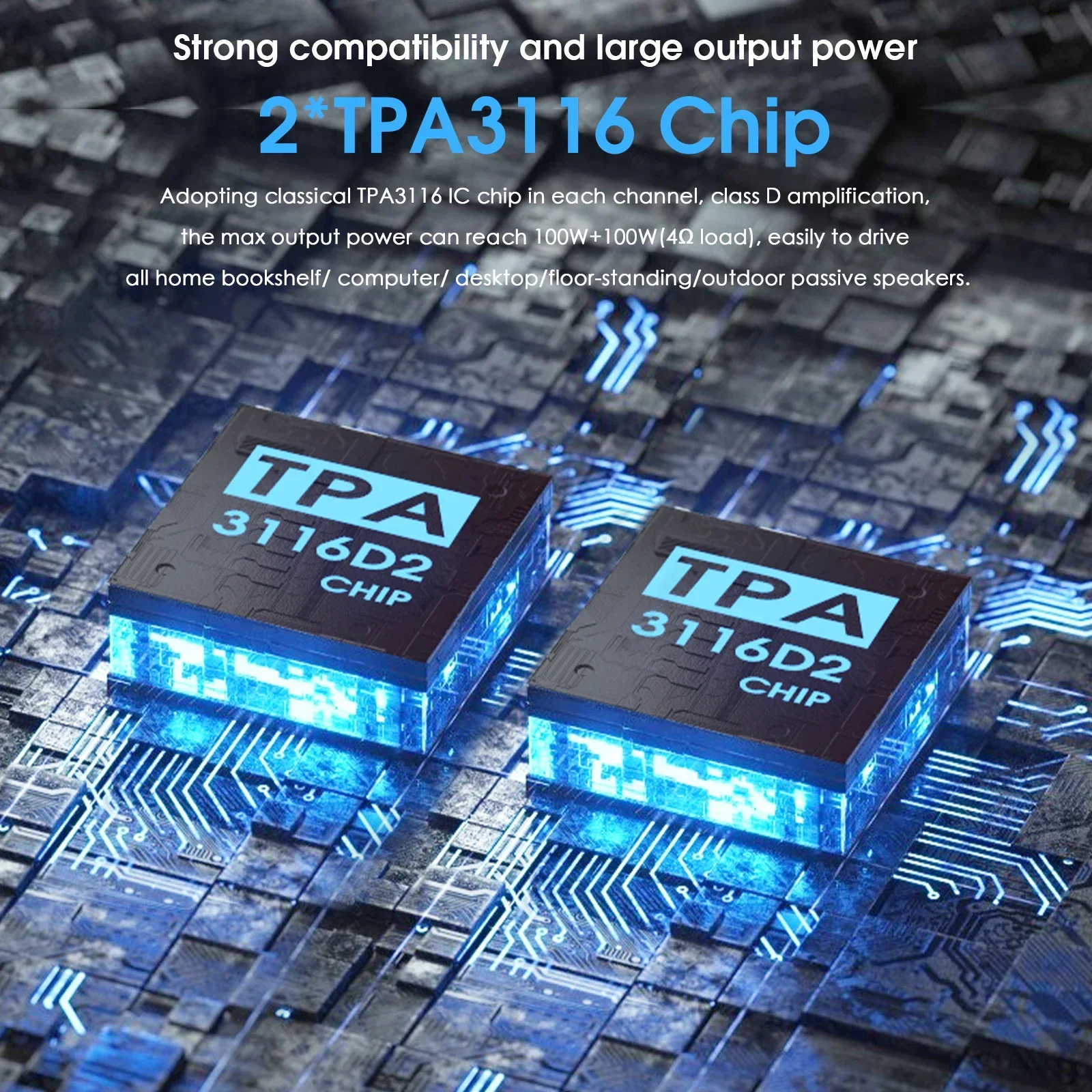 Nobsound NS-04G PRO 미니 디지털 파워 앰프, 하이파이 스테레오 2.0 채널, 클래스 D 홈 데스크탑 오디오 앰프, 100W + 100W