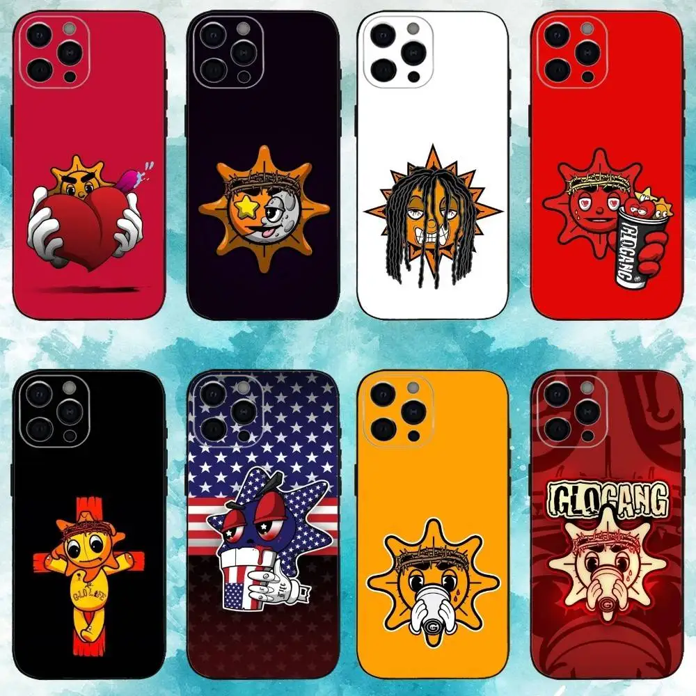 

G-GLO G-GANG Rapper Logo Phone Case For iPhone17,16,15,14,13,12,11 Plus,Pro Max Soft Black Cover