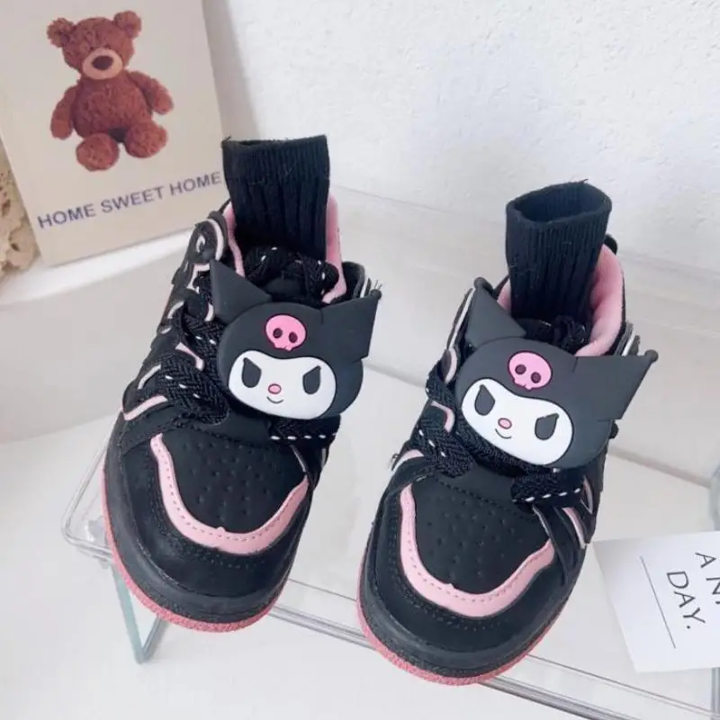 Sanrios My Melody Kuromi Anime Kawaii Autumn Kids Sports Shoes Outdoor Casual Girls Running Shoe Soft Comfortable Sneakers Gift