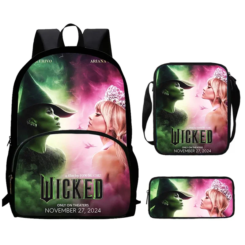 Cartoon W-Wicked Child School Backpack with Front Pocket,Shoulder Bag,Pencil Bag for Aged 5-10,Cartoon School Bag for Boys Girls