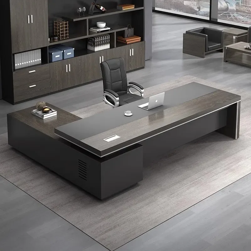 Mid Century Dark Wood Office Desk Home European Modern Storage Computer Desks Study Art Mesa De Escritorio Furniture