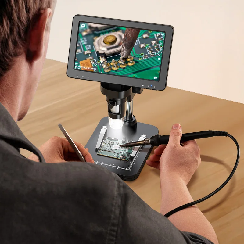 Hayve 7inch Digital Microscope 1200X Coin Microscope with 8 LEDs Soldering Microscope for Electronics,PCB, Repair, PC View