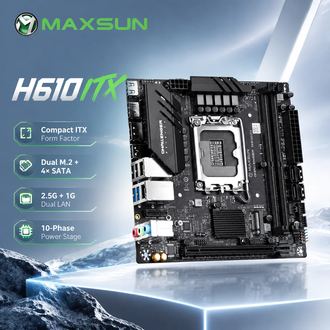 H610 ITX Motherboard Set With Core 12th/13th Gen CPU 2*16GB 32GB 3200Mhz DDR4 Memory LGA1700 Support 2LAN MS-Challenger DIY Kit