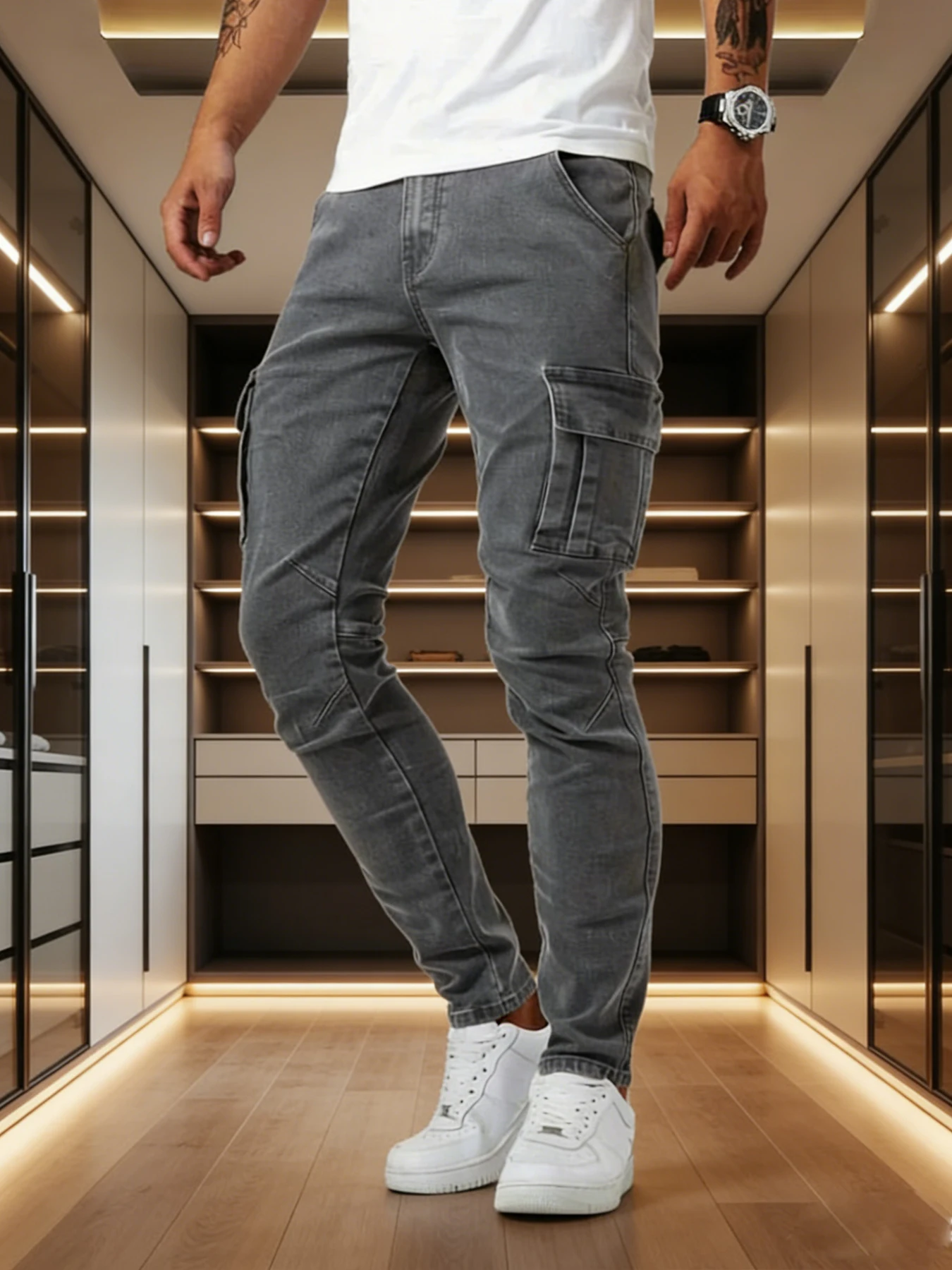 

Высококачественные мужские джинсы стрейч, прямого кроя, удобные, дышащие, универсальные, повседневные длинные брюки.