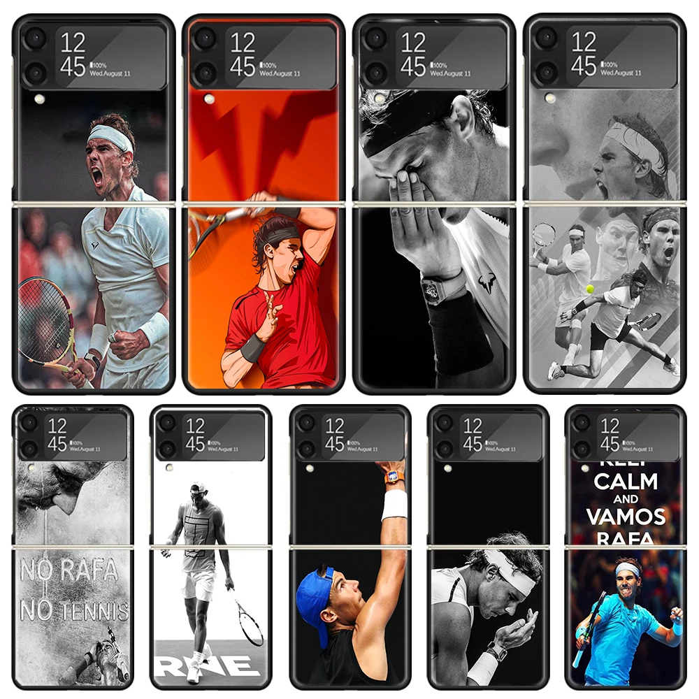 Rafael Nadal Tennis Phone Case for Samsung Galaxy Z Flip3 5G Flip4 Flip5 Black Hard Cover Z Flip 5 4 3 PC Shell Zflip3 Coque