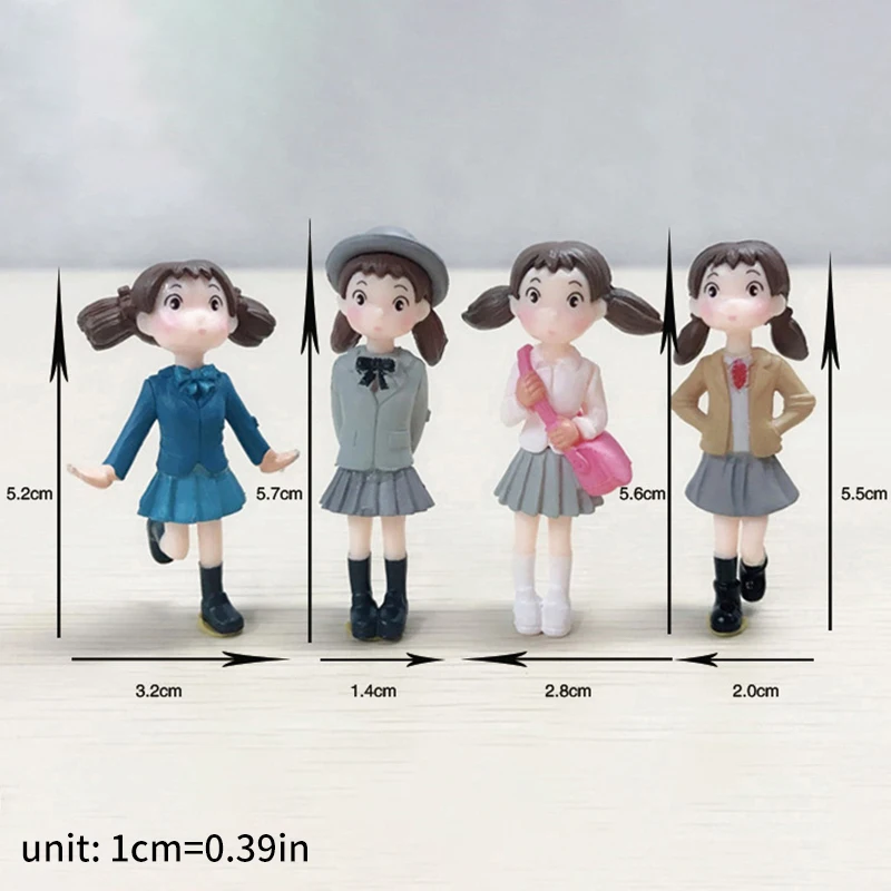 만화 소녀 인형 미니어처 요정 정원 장식품, 마이크로 조경 공예 장식품, 홈 데스크탑 장식, 4 개