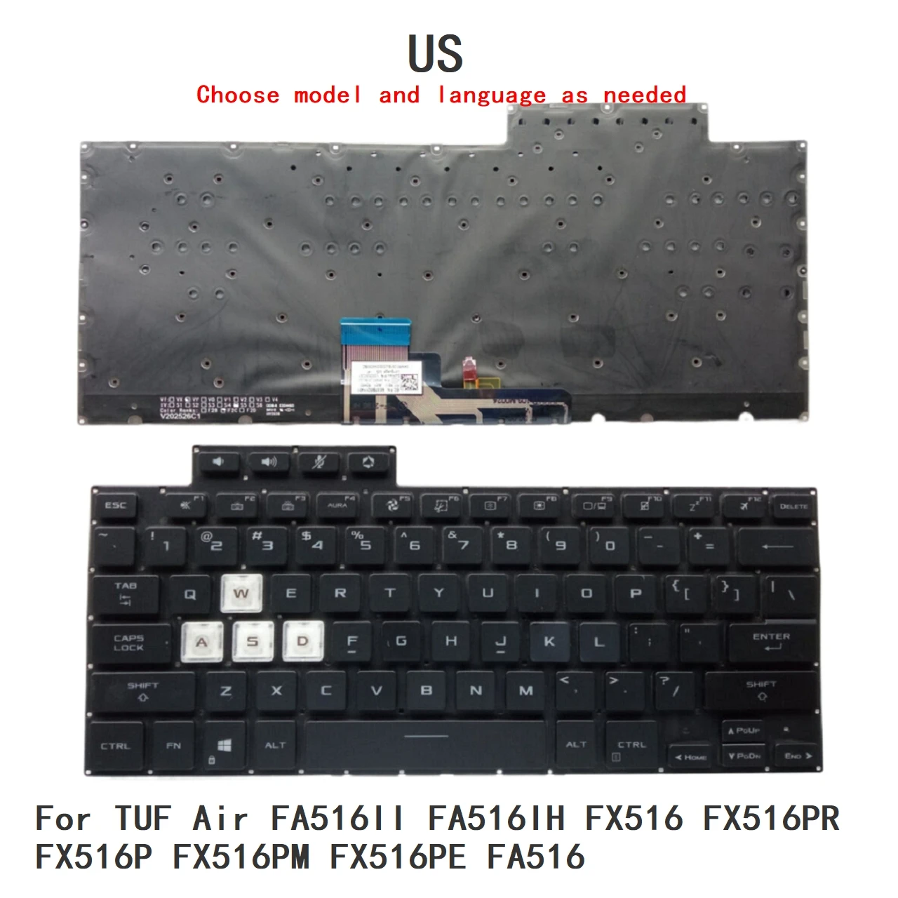 New US Language  Backlit Keyboard For ASUS TUF Air FA516II FA516IH FX516 FX516PR FX516P FX516PM FX516PE FA516 V202526CS1