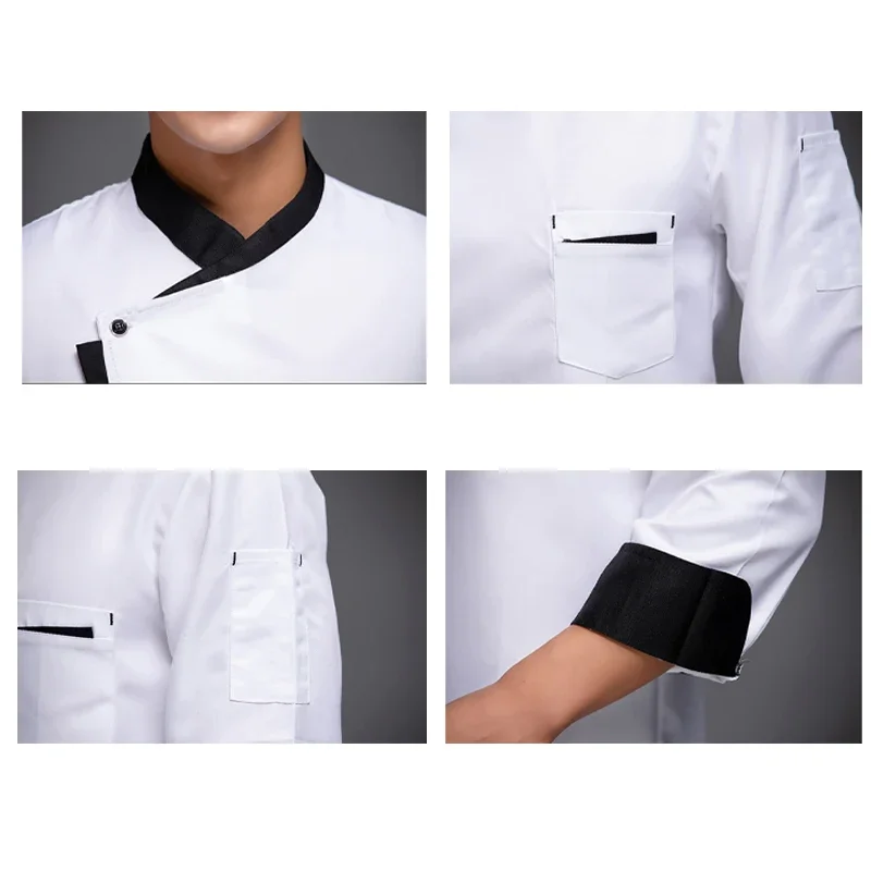 Giacca da cucina per ristorante camicia da cuoco per mensa uniforme da Chef a maniche lunghe cappotto da cucina per Hotel servizio di ristorazione abbigliamento da lavoro