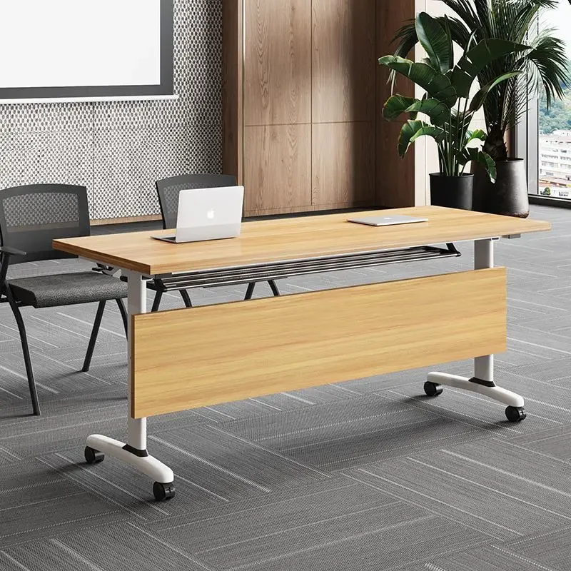 Folding conference table and chair combination, movable splicing strip with wheel table, multifunctional desk, office desk, trai