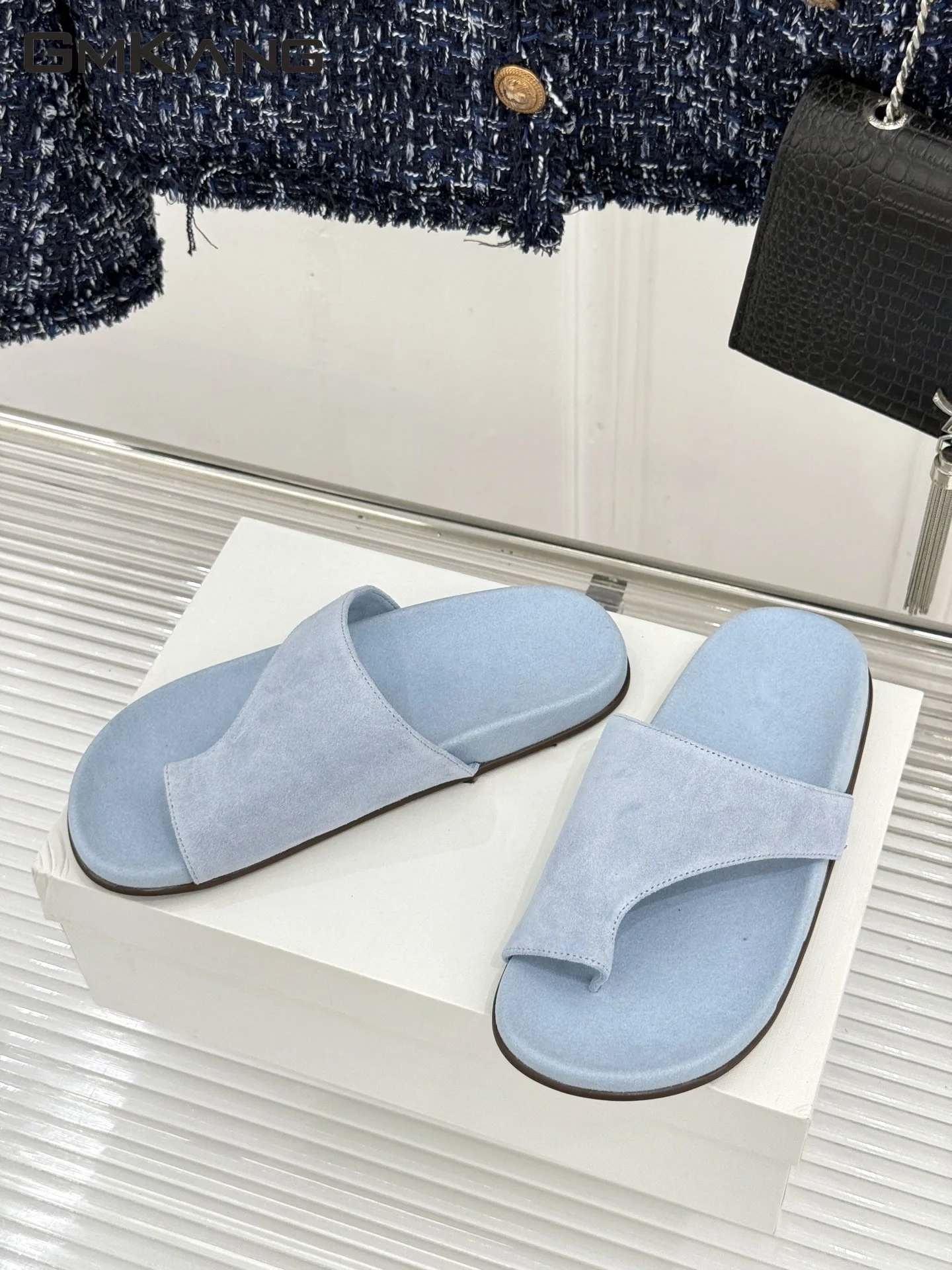 

2026 New Vintage Clip On Toe Suede Slide Sandals Ladies Cork Footbed Flat Casual Daily Walking Summer Slip On Slippers
