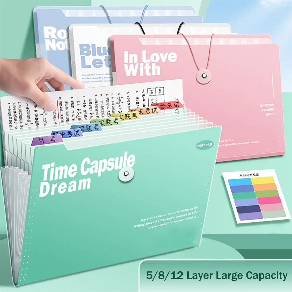 Creative Waterproof A4 File Folder Test Paper Storage 5/8/12 Pockets Organ Bag Classified Storage PP Document Bag Gift