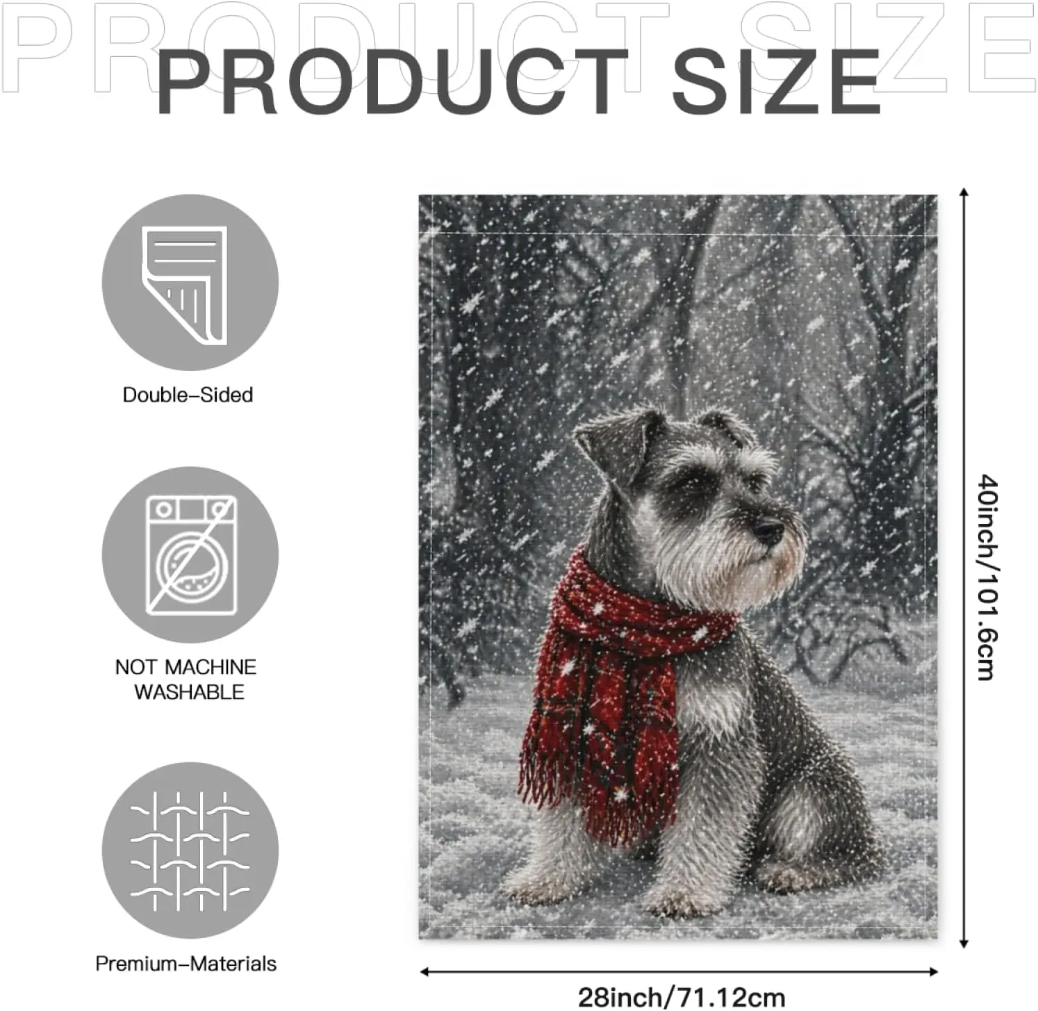 Welcome Winter Schnauzer Garden Flag 28x40 Inch Vertical Double Sided Farmhouse Trees Snow Christmas Holiday Outside Decorat yyi