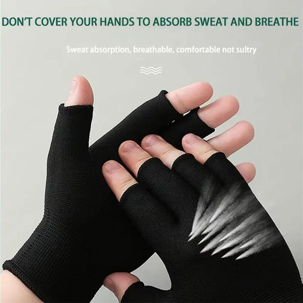 Fingerless Sun Protection Anti-skid Mittens Outdoor Cycling Sports Gloves Show Two Fingers Men Nylon Gloves Touch Screen Gloves