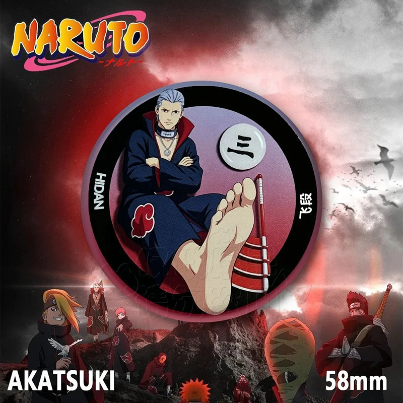 Cartoon Naruto Akatsuki Abzeichen Brosche Itachi Deidara Sasori Konan Pain Hidan Kisame Runde Metallabzeichen Rucksack Reversnadel Geschenk – Detail 9