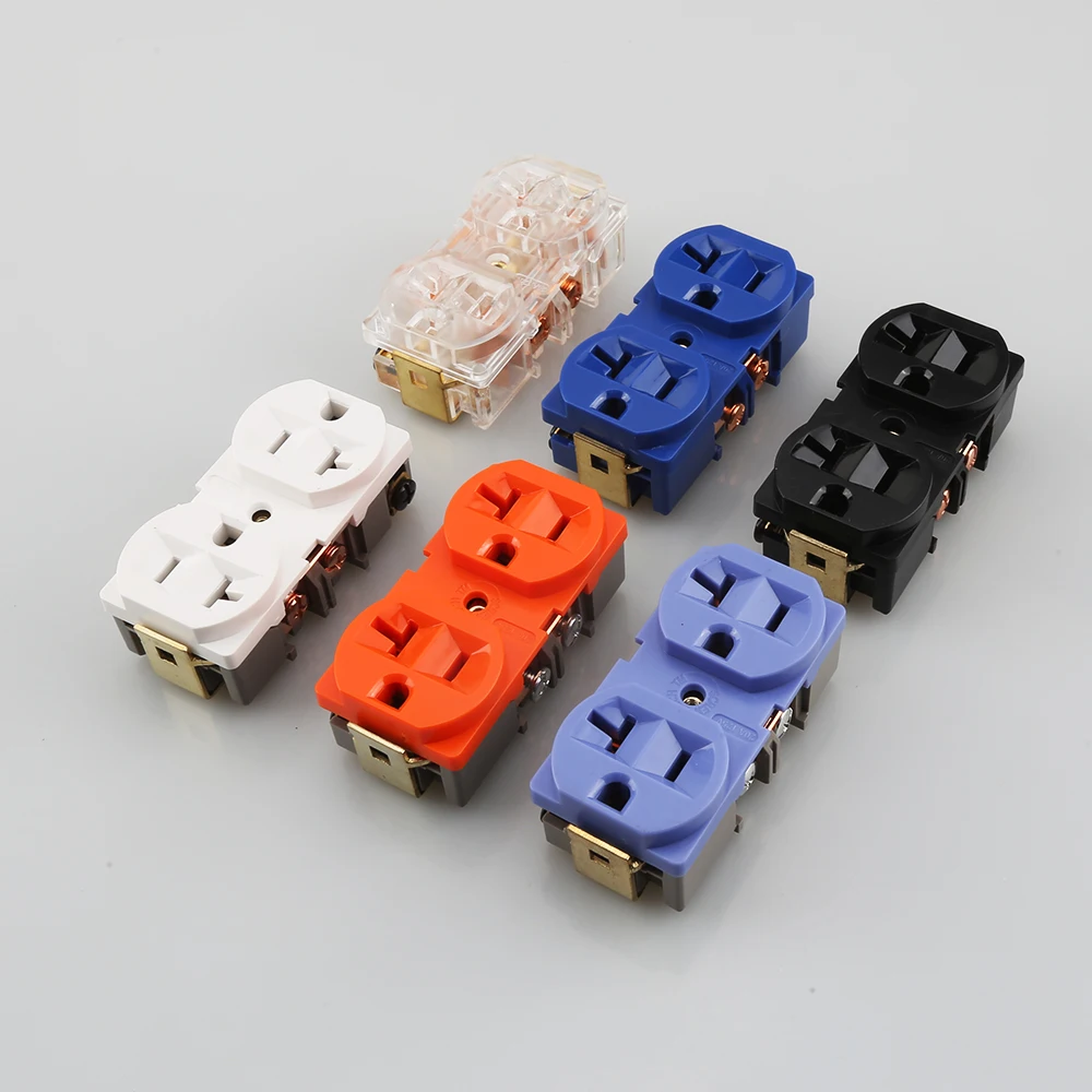HIFI US Duplex Receptacle Wall Outlet 20A 125V Brass Conductor Audiophile Grade Power Socket For Amplifier DAC CD Player
