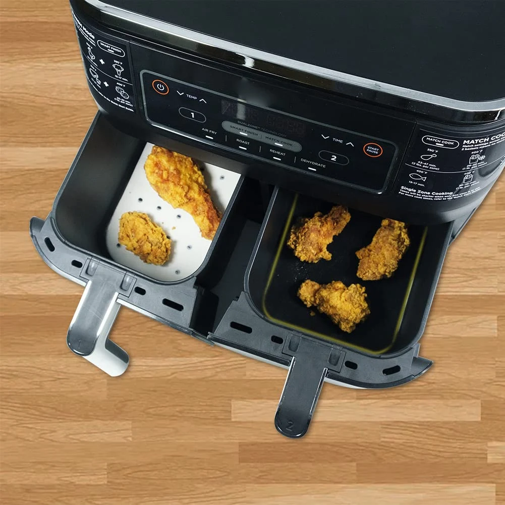 100Pcs Parchment Paper for Ninja Foodi Dual Air Fryer Pre-Cut Food Safe Baking Mat with Non-Stick Liners and Cheat