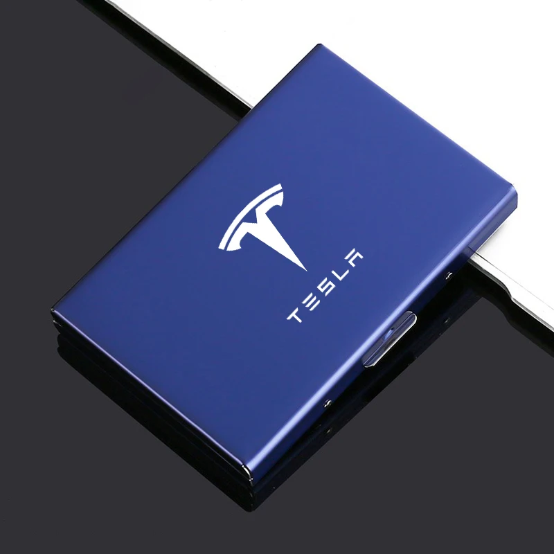 1PC Car Logo Card Holder Stainless Metal Steel Credit Wallet Money Bag For Tesla Model 3 Model S Model X Model Y Roadster SpaceX