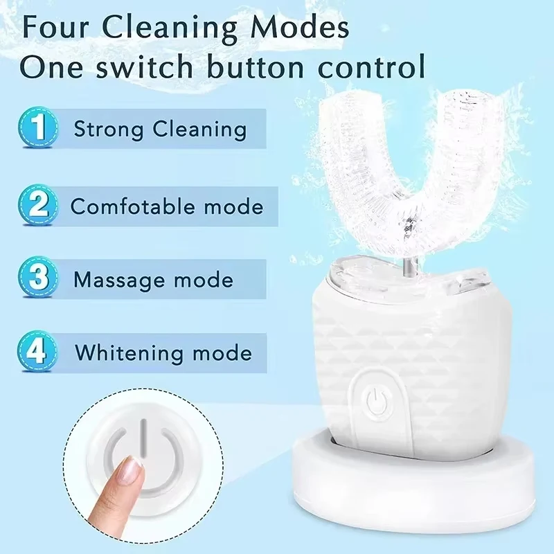 Electric Toothbrush U-Shaped Automatic Ultrasonic 360° USB Charge Toothbrush Intelligent Rechargeable Toothbrus Adult