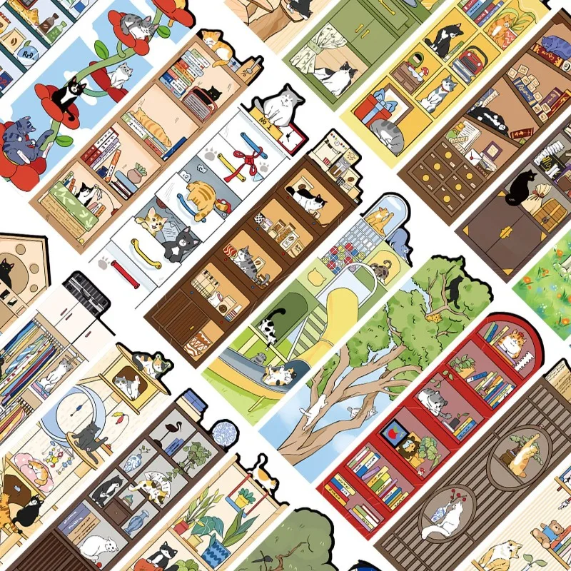 30Pcs Cat Life Bookmark Cartoon Cute Decorative Reading Book Labeling Student Stationery DIY Journal Bookmark Creative Gifts  ﻿