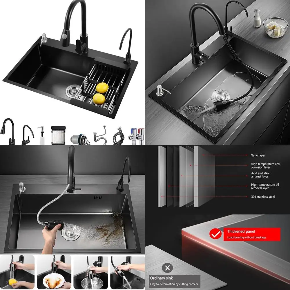 

Stainless Steel Single Bowl Sink, Drop-In Top Mount Workstation with Sliding Accessories, Farmhouse Style Sink, 21.7x17.7 inches