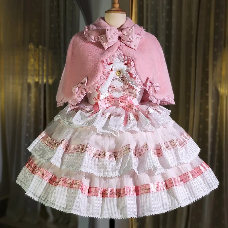 Capa chal de estilo princesa Original japonés para otoño e invierno, capa cálida y versátil para el día a día, dulce muñeca para niña